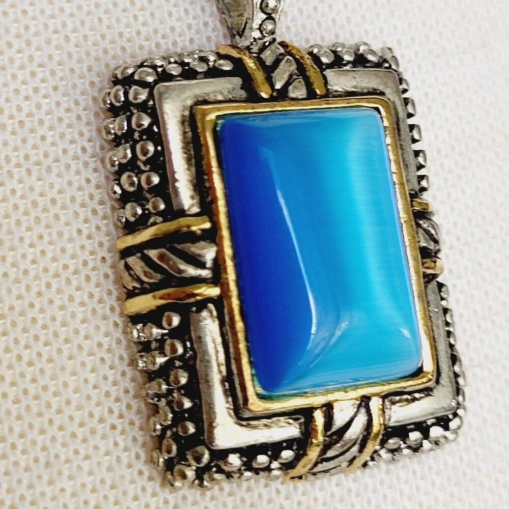 Silver & Gold Tone Pendant Snake Choker Necklace Filigree Gold tone accents - Picture 3 of 9